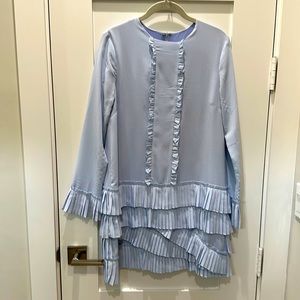 Long sleeve baby blue English Factory mini dress, I believe it’s a size 4.